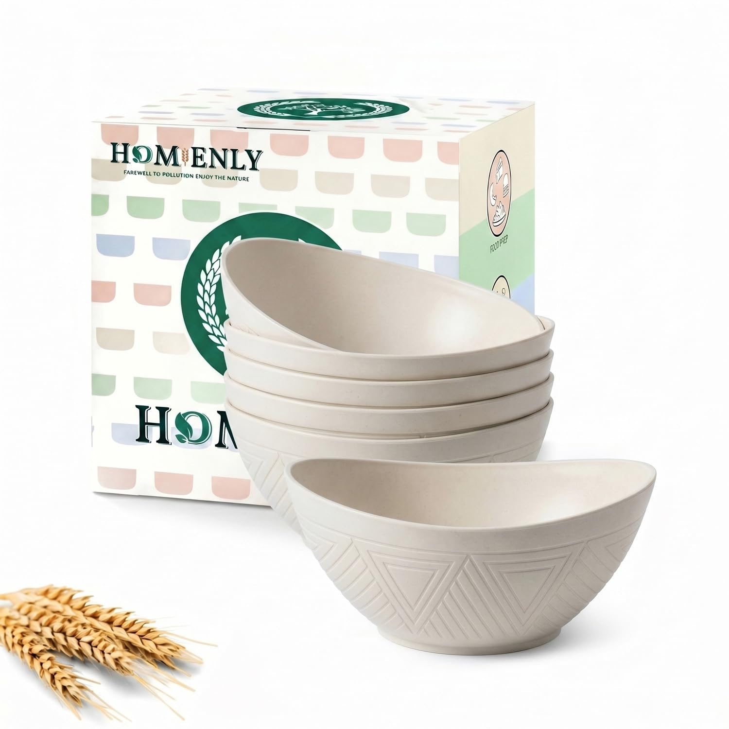 Homienly Wheat Straw Small Bowls Dessert Bowls Set of 6 Unbreakable Ice Cream Bowls for Kitchen, Camping, RV, Dorm, Microwave &amp; Dishwasher Safe Mini Bowls for Yogurt, Snack 10 OZ (Beige)
