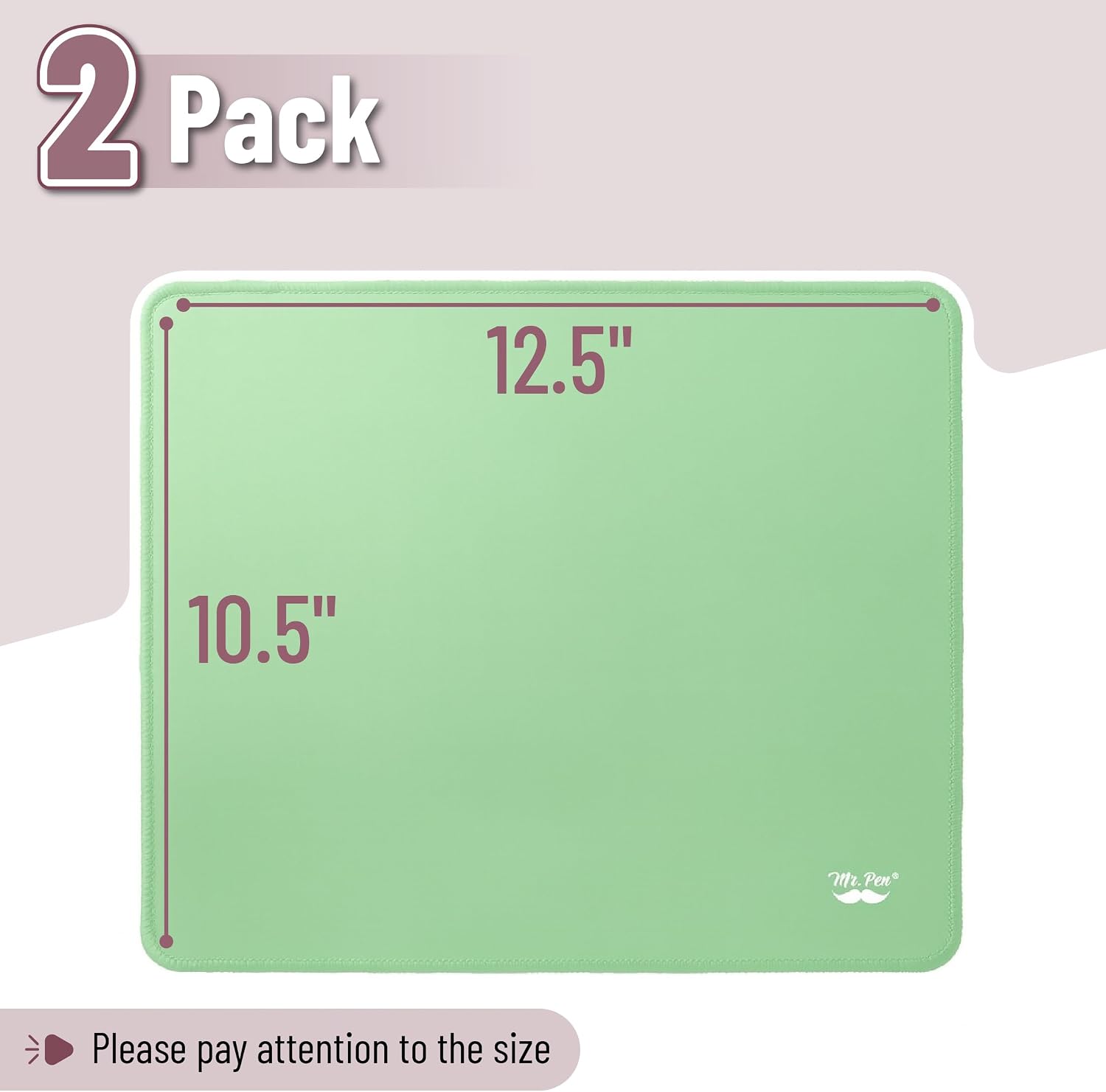 Mr. Pen- Mouse Pad with Anti-Fray Stitched Edges, 12.5"x 10.5", 2 Pack image 2