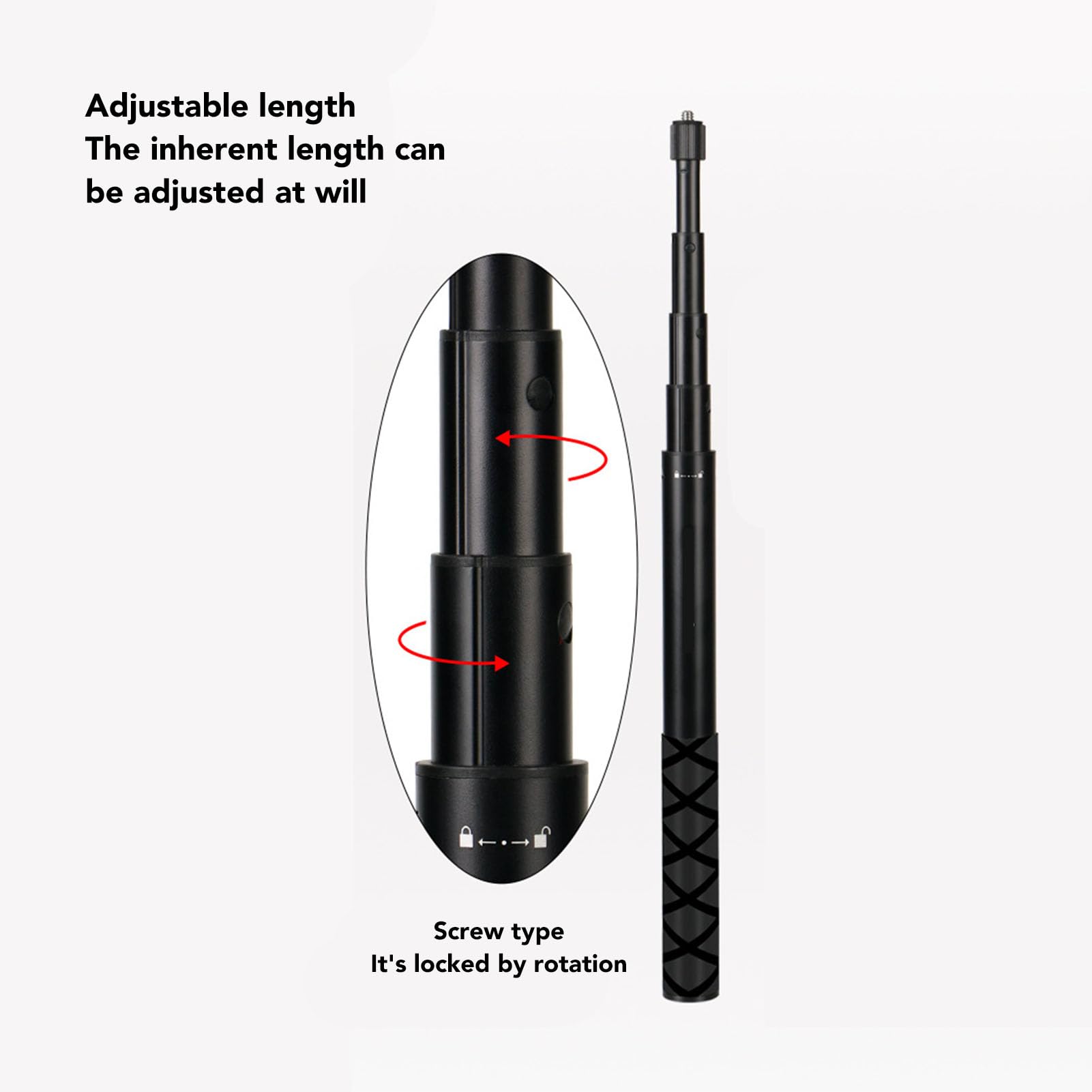 Bâton de Selfie pour Caméra d'action en Aluminium à Visser, Bâton de Caméra de Sport à Vis Extensible pour 360X3, One RS, GO 2, One X2, One R, One X
