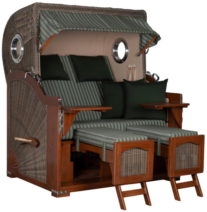 MR. DEKO Strandkorb XXL Düne Grande 2,5-Sitzer-Strandkorb | Mahagoni...