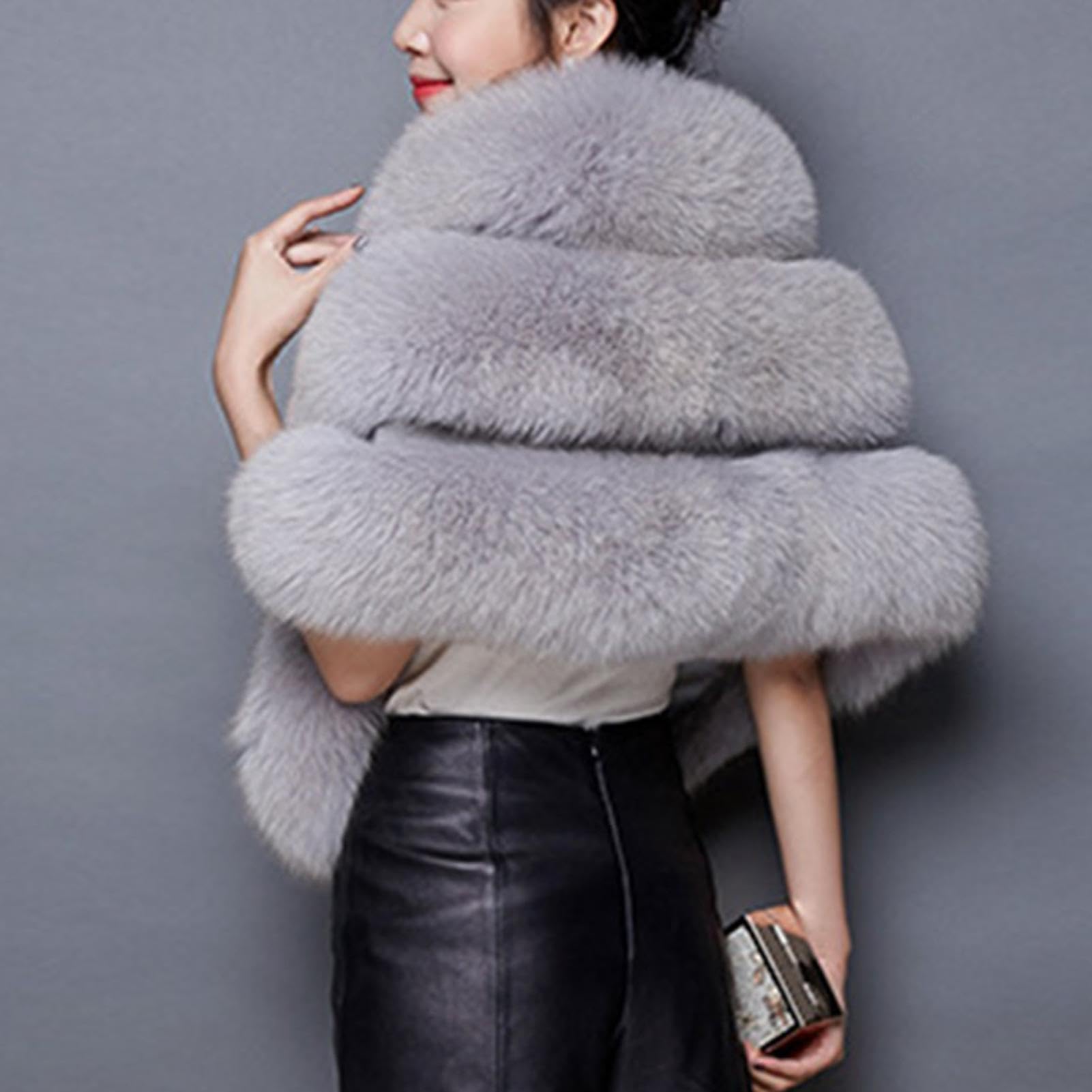 Generisch Cappotto Sherpa, sciarpa in pelliccia sintetica, calda sciarpa