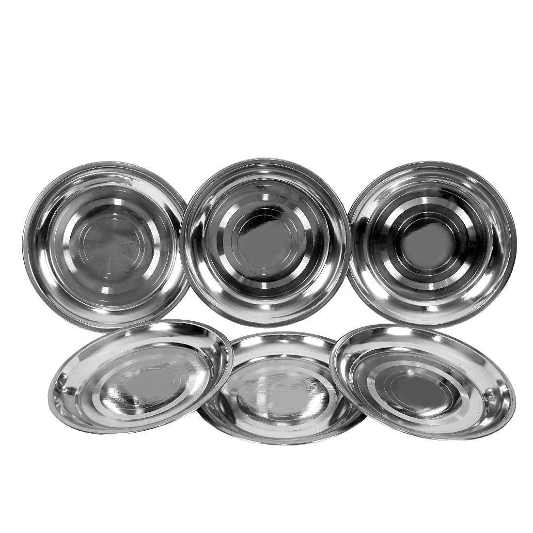 ROYAL AAKRITI Stainless Steel Dinner Plates/DINNERWARE/Tableware Set of 6 PCS (7INCH)