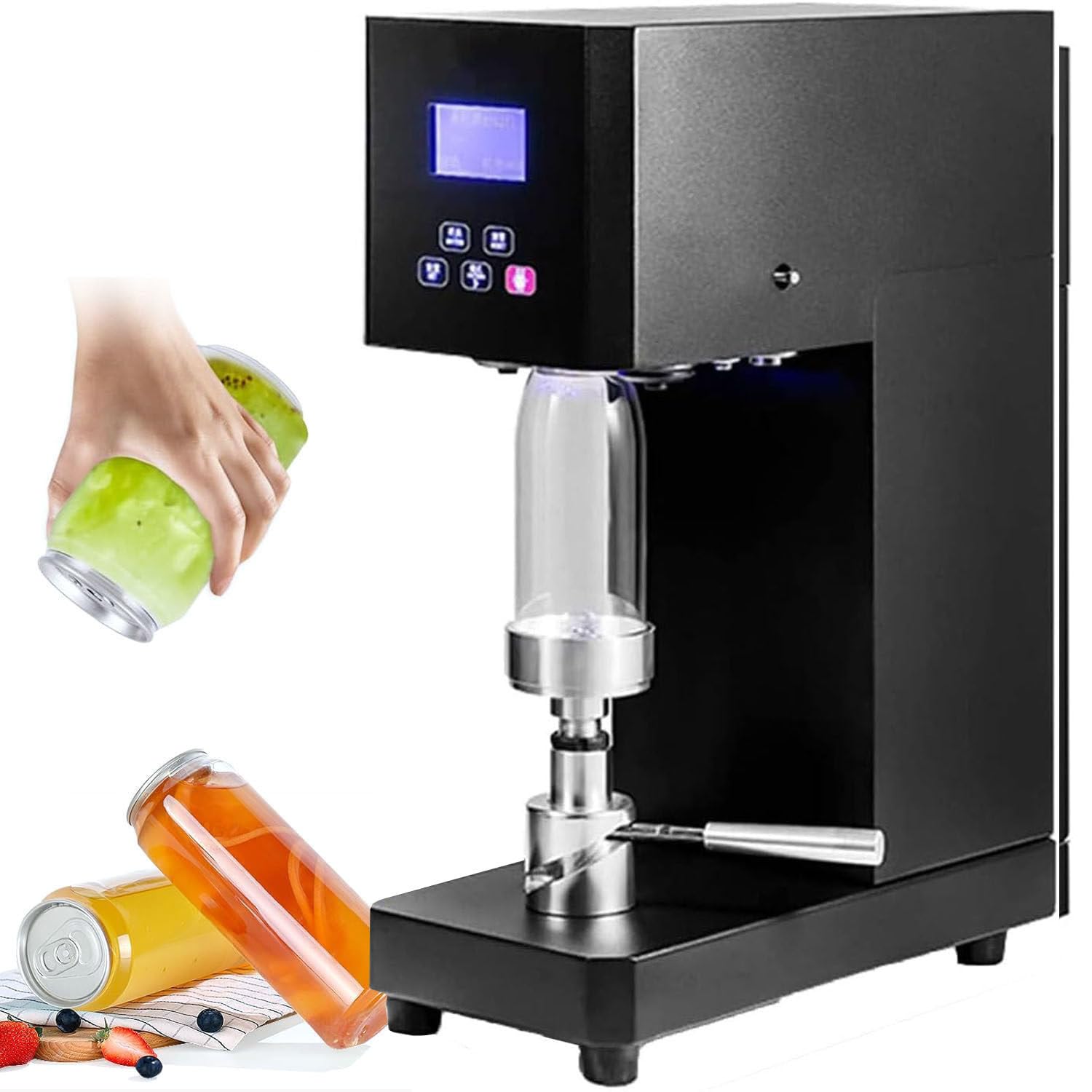 ASerZenith Automatic Can Sealing Machine Electric Cup Sealer For Beverages, 4-6 Seconds Per Seal With Led Display, Ideal For Cafes, Bars, And Beverage Stores,Black