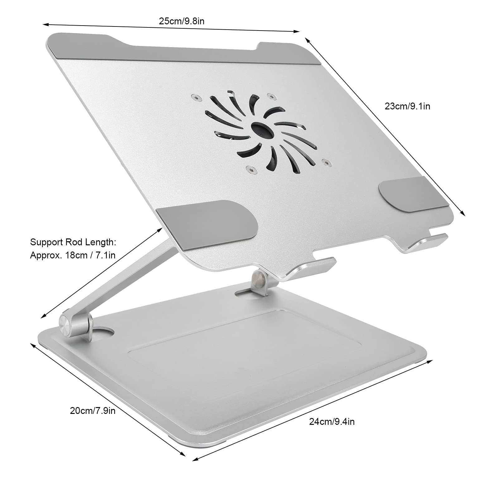 Podstawka Pod Laptopa ze Stopu Aluminium Regulowana Podstawka Pod Notebooka Z Wentylatorem Chłodzącym USB Typu C Składany Kształt Z do Laptopów o Przekątnej od 10 do 17,3 Cali Biuro w Domu