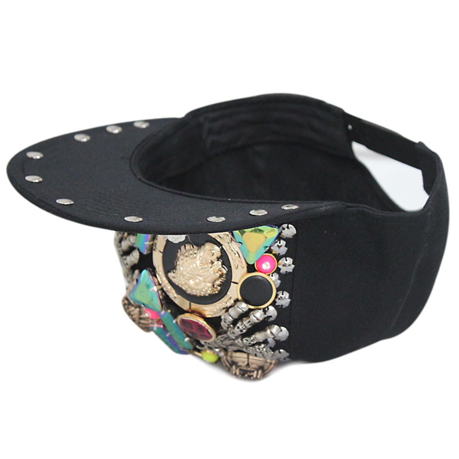 Gorra de Béisbol Gorra de béisbol con Remaches Punk for Coser Hip Hop Visera Plana para Deportes de Golf