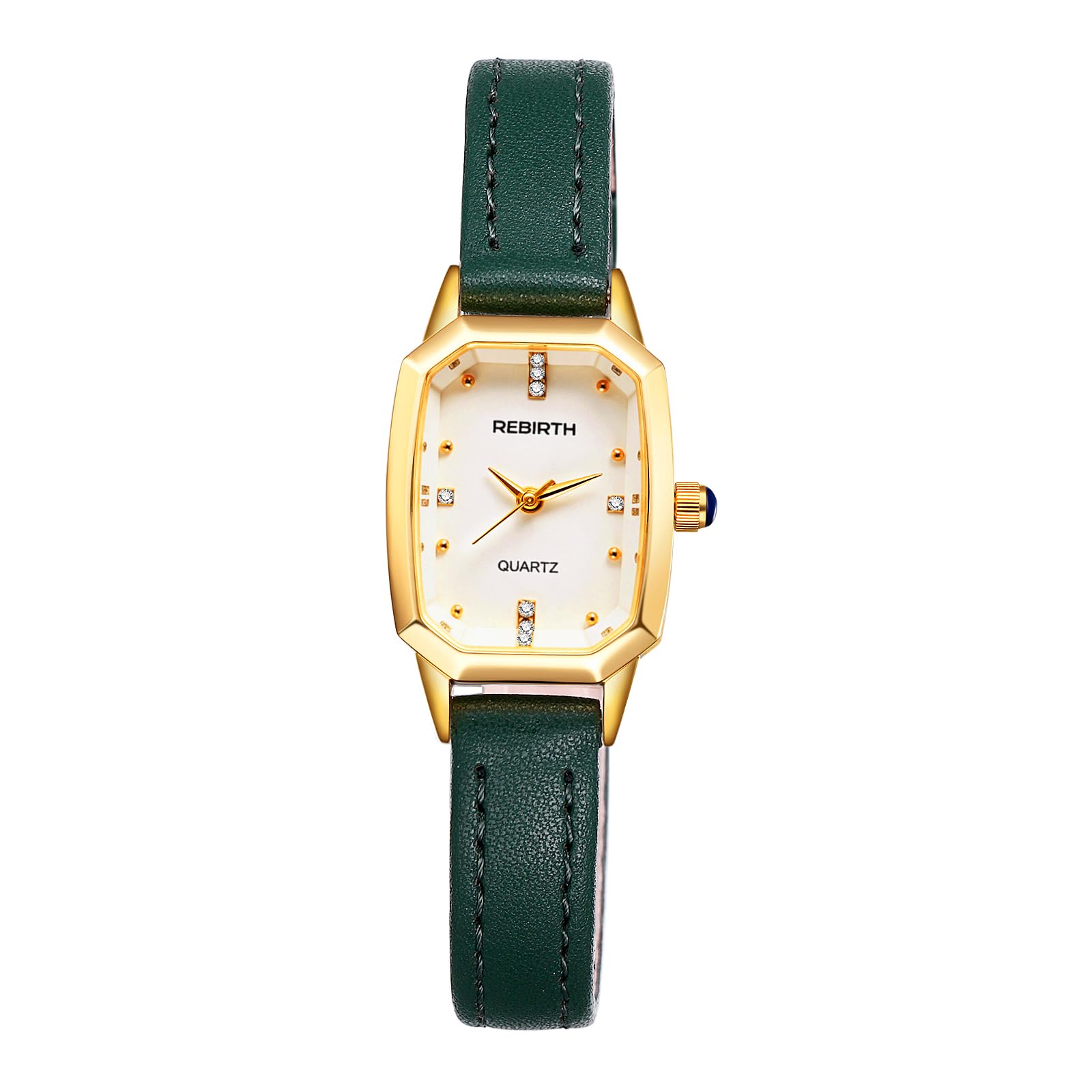OIDEA Damen Armbanduhr Quadratisch Leder: Retro Dünne Echtleder Armband Vintage Damenuhr Analog Quarz mit Diamantmarkierungen Zifferblatt Geschenk für Frauen Grün Schwarz Braun