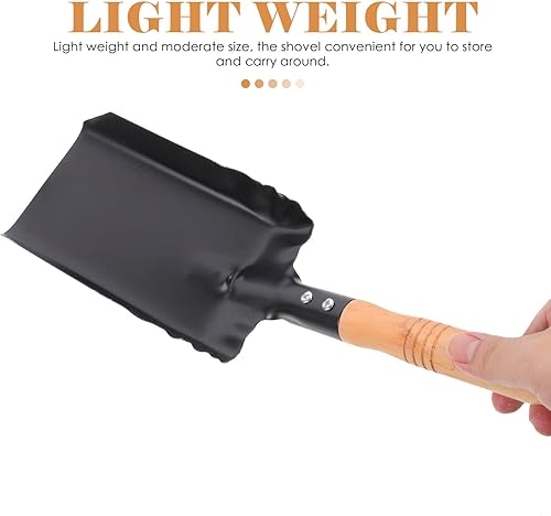 Miniatura 4 de Pala de ceniza de metal con mango de madera, pala de carbón, pala de jardinería para estufa de leña, 4 unidades