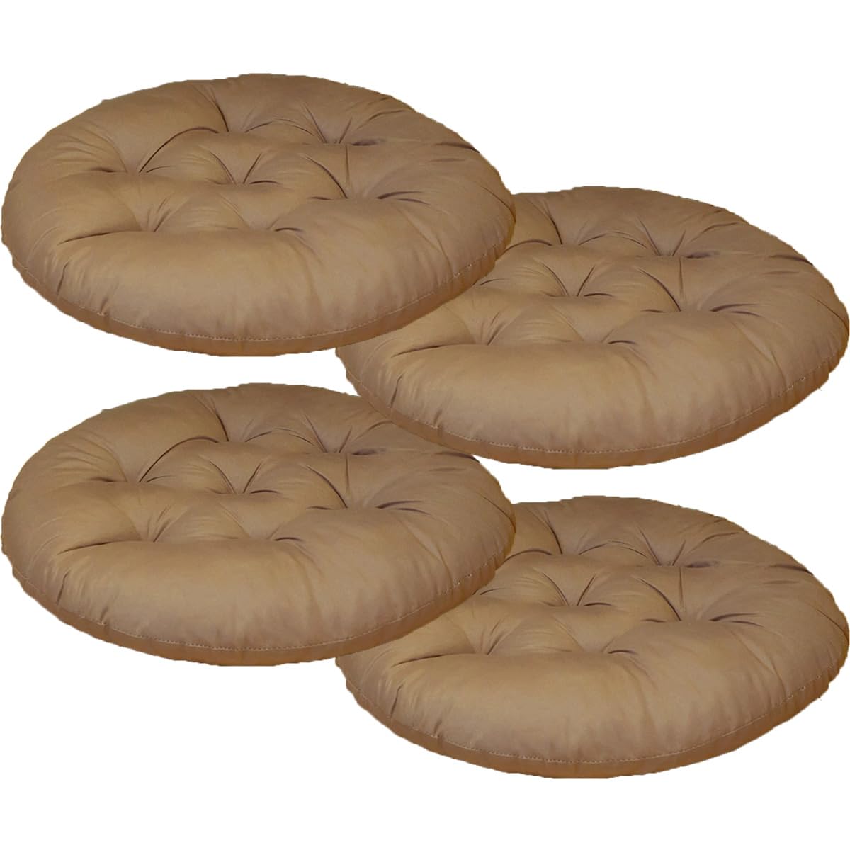 Mozzeilee Round Chair Seat Pad, 40x40cm Dining Chair Cushion Set of 2/4/6/8, Outdoor Rattan Furniture Seat Mat for Living Room Office Garden Patio (Coffee,4 pcs)