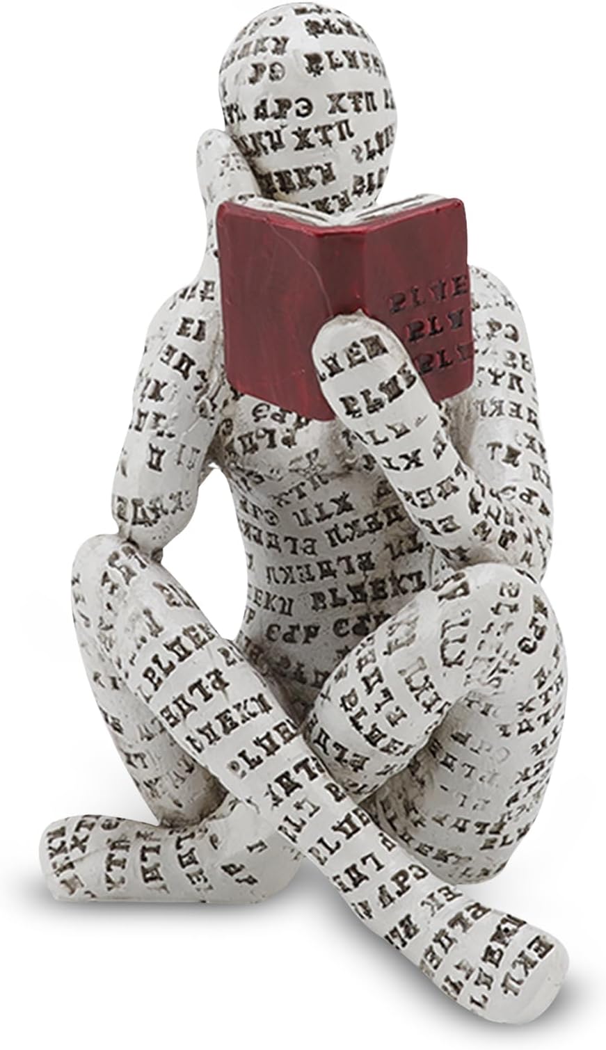 Cyrank Resin Abstract Thinker Sculpture, Reading Woman Figurine Bookworm Sculpture Innovative Lady Reading Pulp Molding Reading Figurines Ornaments Office Ornaments Collectible Figurines