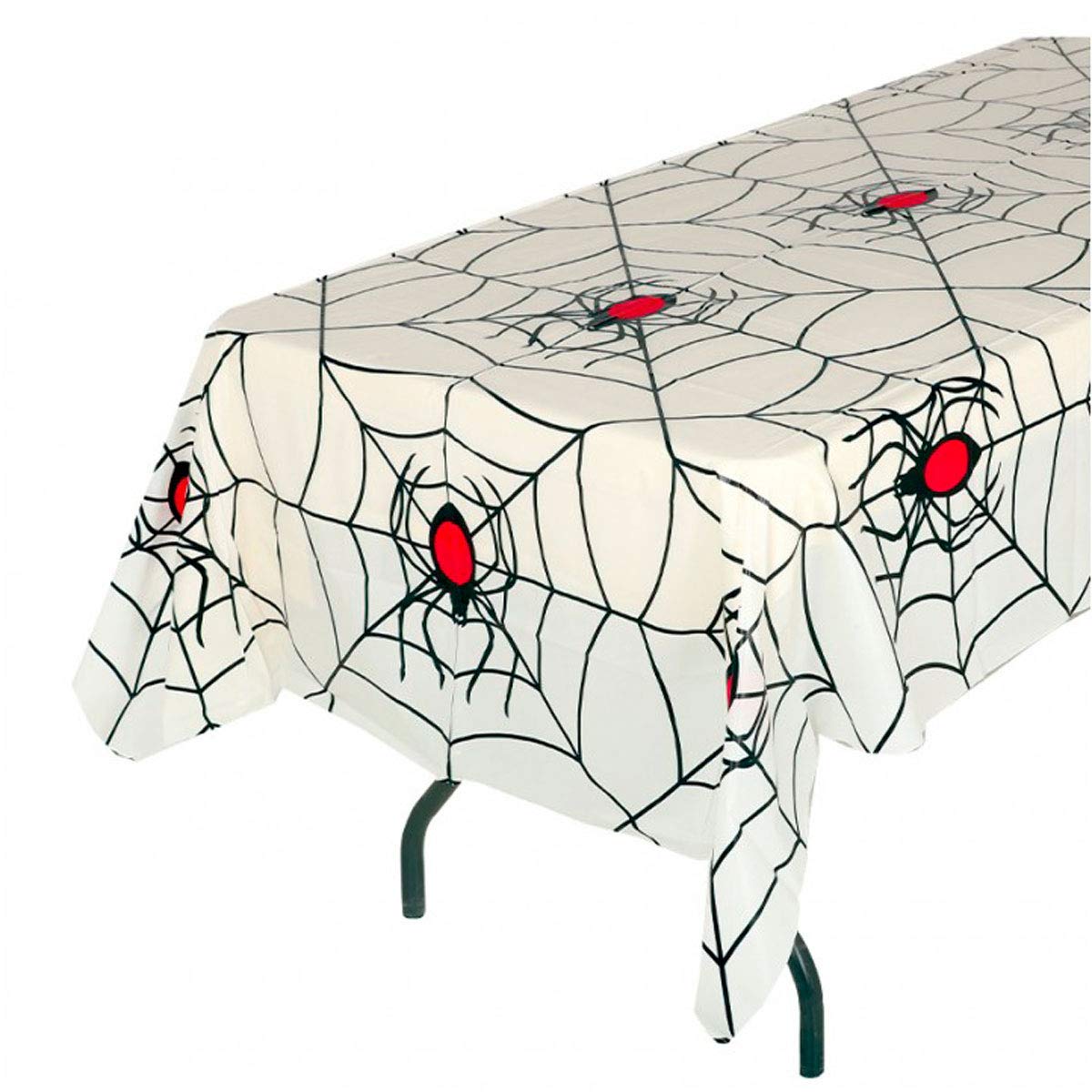 FIESTAS GUIRCA | White Spiderweb Tablecloth (53.9x107.9 in) - Table Decoration for Spooky Halloween Parties - Ideal for Frightening Celebrations - White