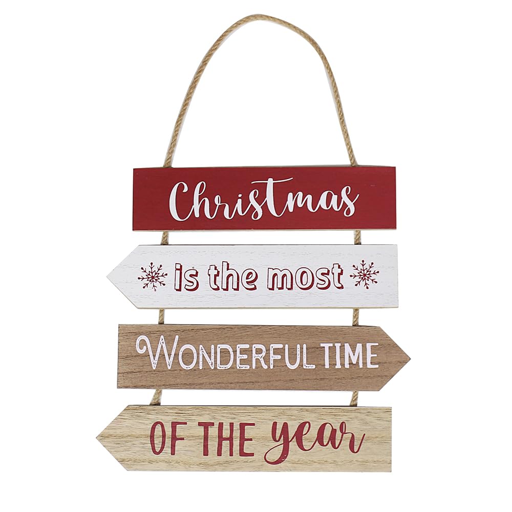 Lesser & Pavey Christmas Is The Most Wonderful Time Of The Year Hanging Wooden Plaque - 34cm - Christmas Decoration Plaque - Christmas Themed Décor - Christmas Decoration Gift Idea for Christmas Xmas