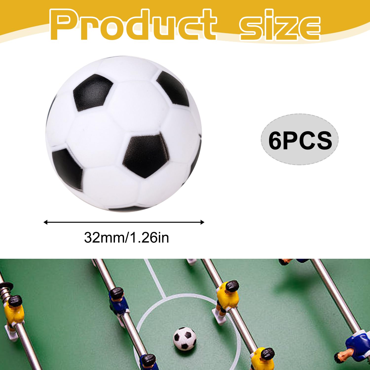 Molygar 6Pcs Mini Football Balls - Fun Party Game Accessories - Replacement Balls for Tabletop Football, White or Black - Image 2