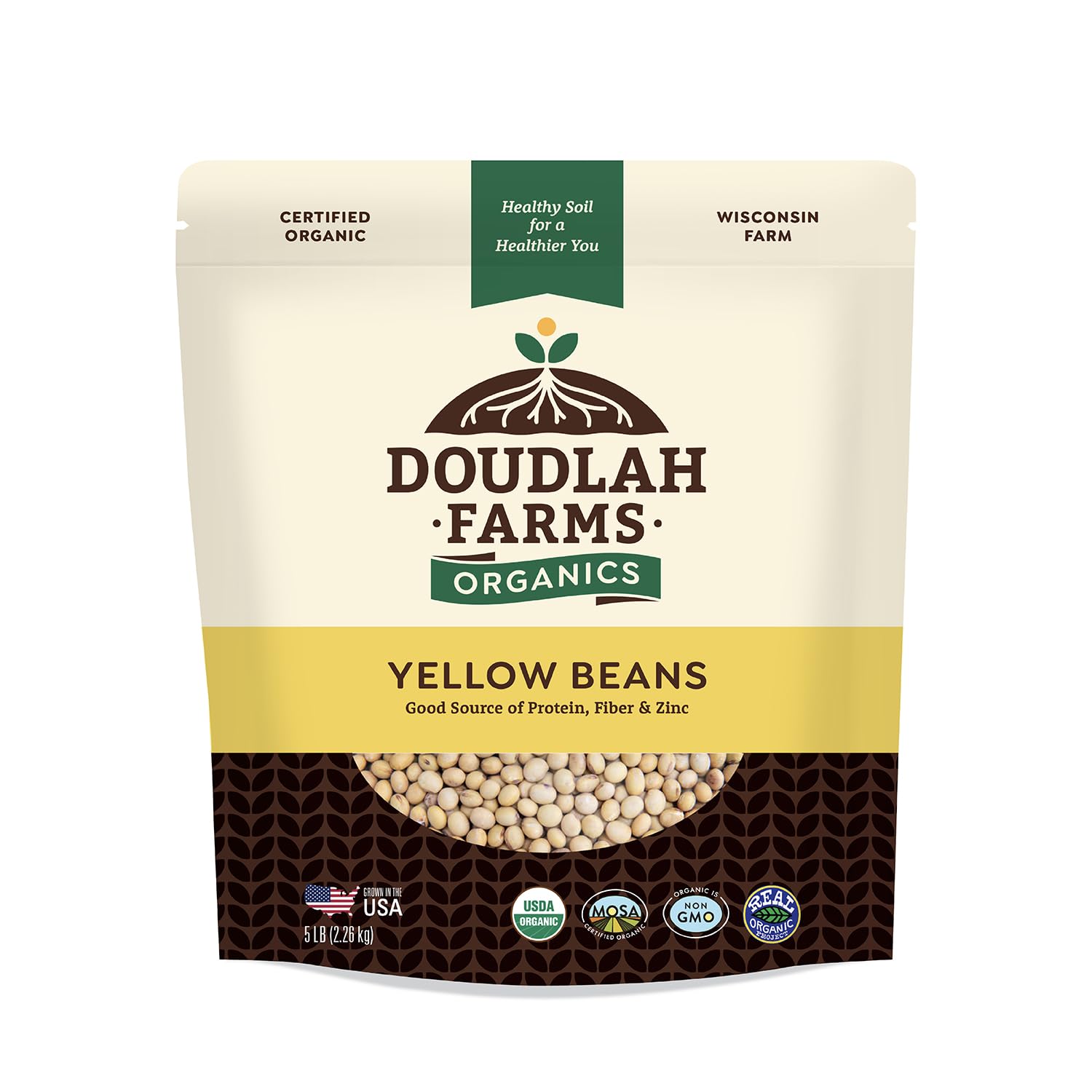 Organic Yellow Canary Beans 5 lb - Non-GMO, USDA Organic, Tested Clean Certified, Vegan - Rich in Fiber & Protein for Soups, Burritos, Salads, & Chili - Grown in the USA, Farmed On Regenerative Soil by Doudlah Farms