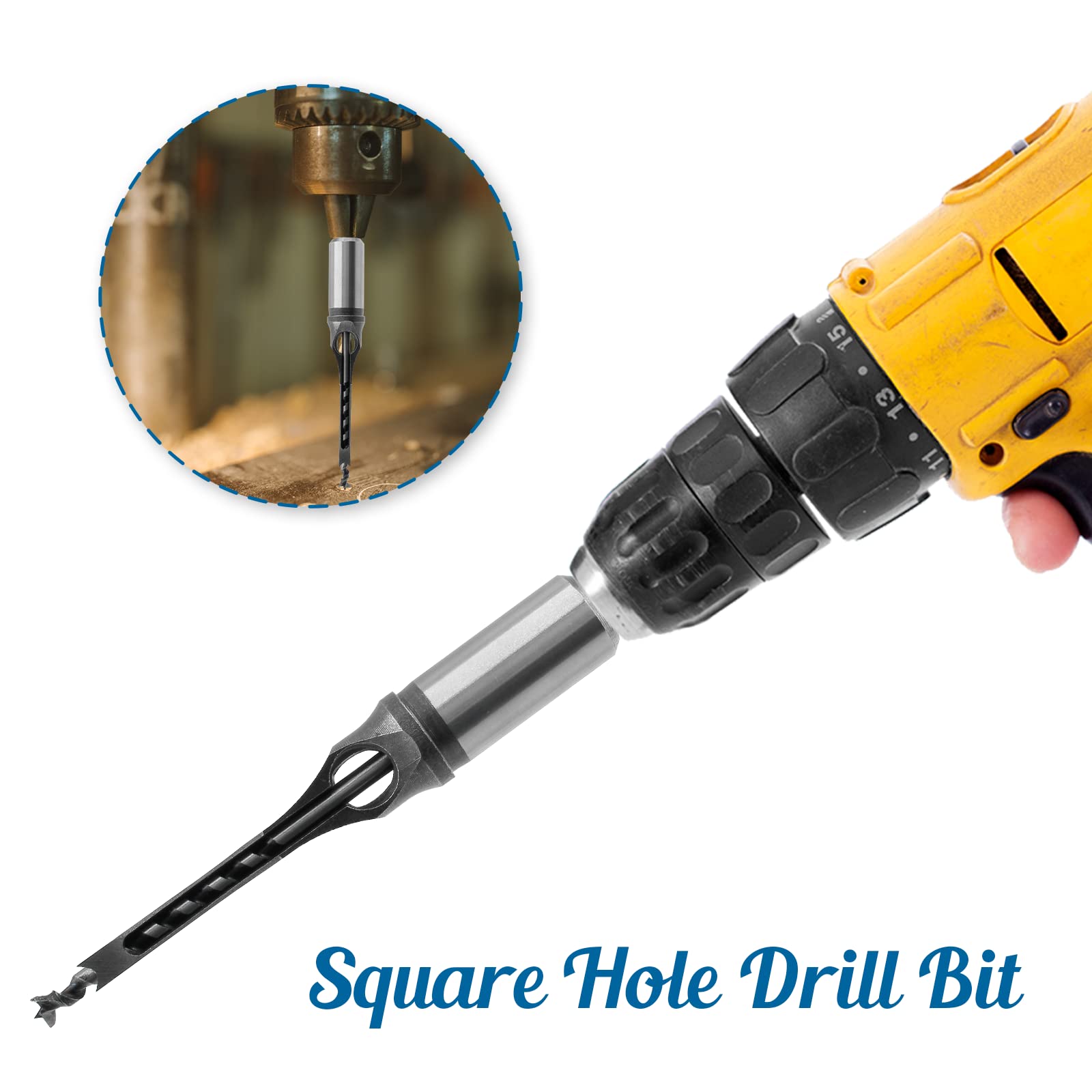 1/4" Square Hole Drill Bit - Woodworking Chisel -5