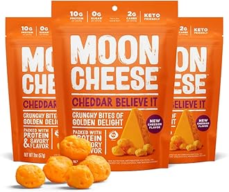 Moon Cheese Cheddar Believe It, 2 Ounce, 3-Pack, Crunchy, Protein-Rich Cheese Snack, Keto Friendly, 100% Real Cheese