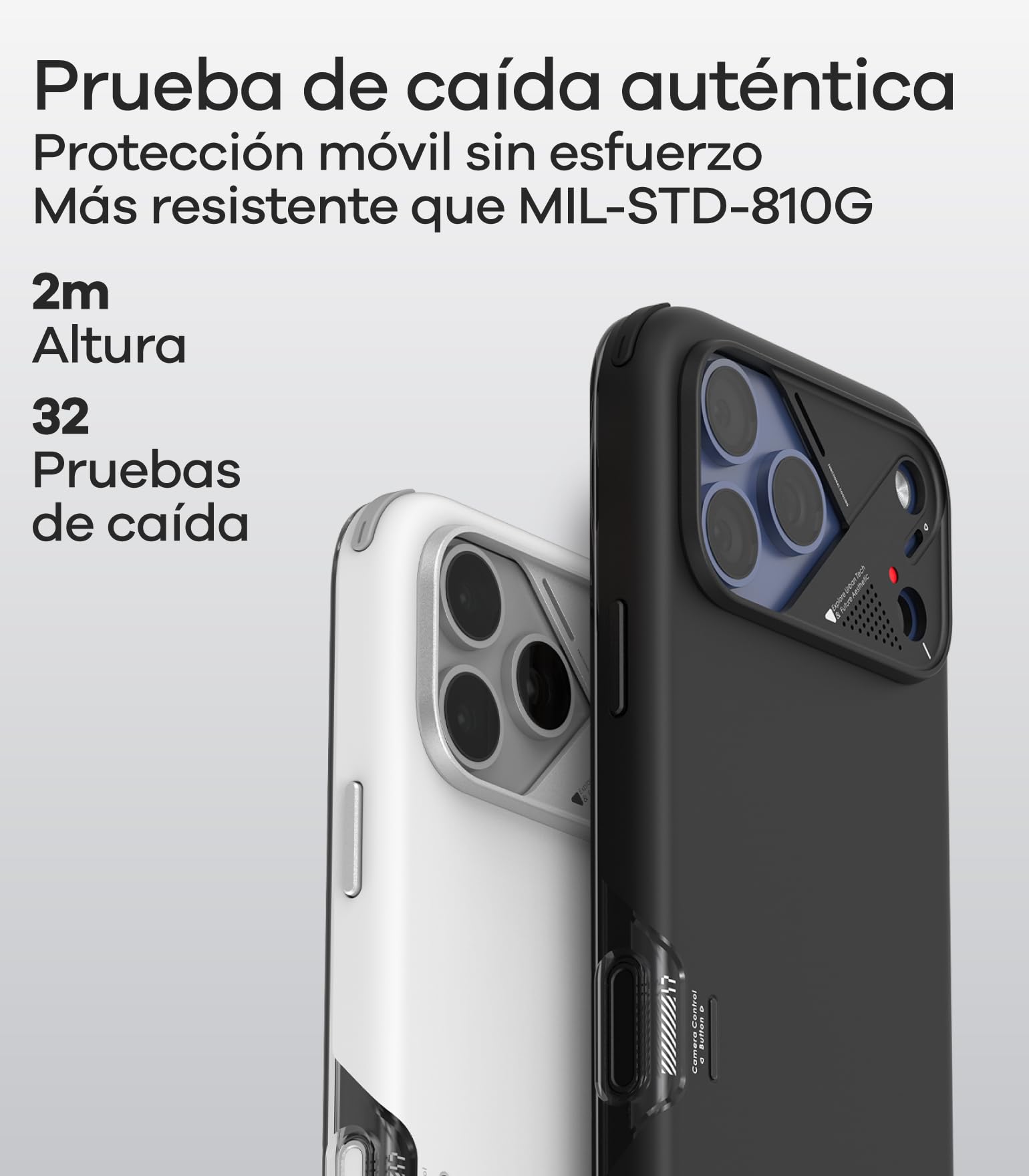 Aulumu A17 para iPhone 17 Pro MAX Funda a Prueba de Golpes | con Control de Cámara | CoolHyper | Marco de cámara de aleación de Aluminio | Protección compuesta Multicapa – Negro