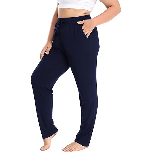 Cheapestbuy Women's Plus Size Comfy Lounge Pants Active Yoga Sweatpants Casual Stretchy Jogger Pants with Pockets Drawstring