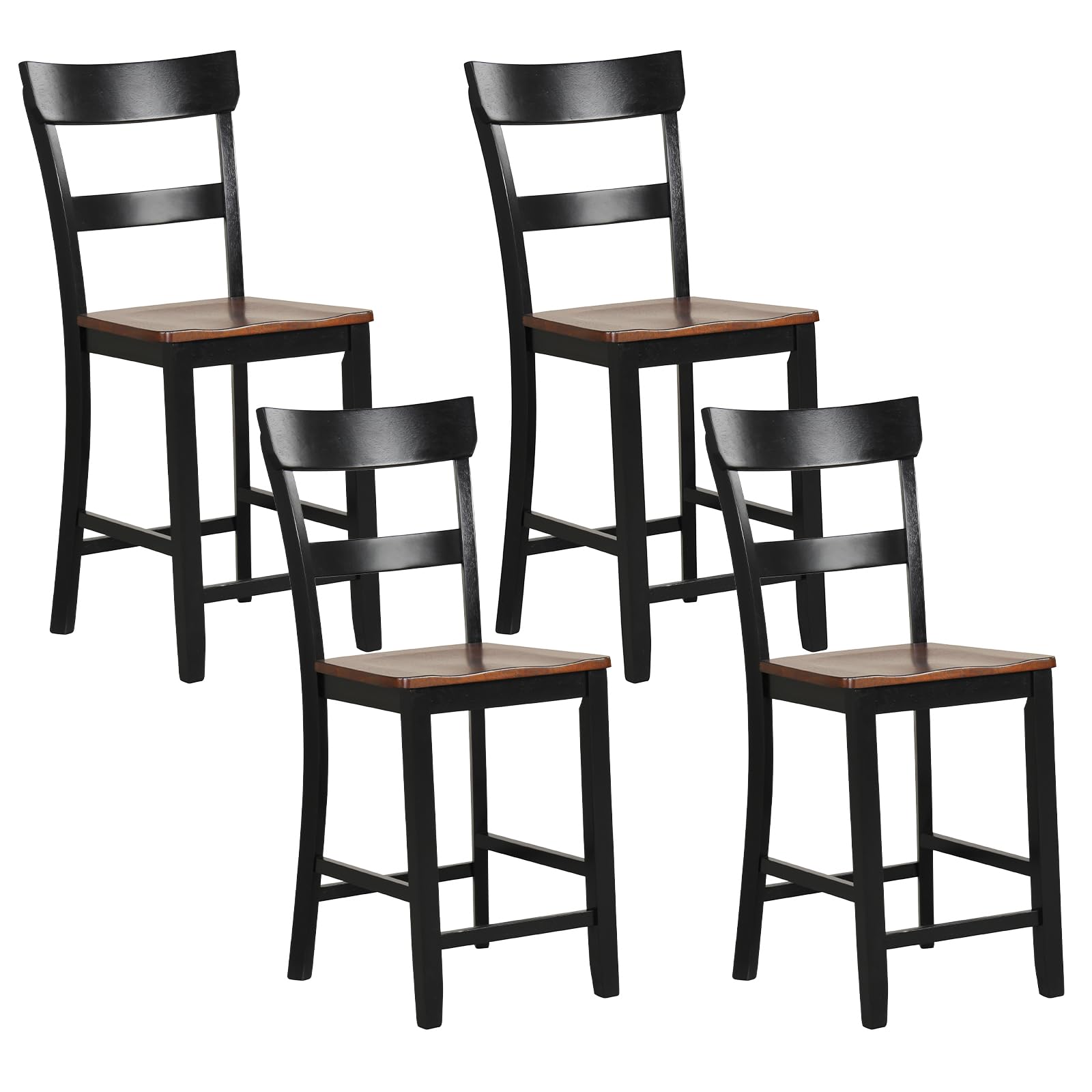 Giantex Wooden Bar Stools Counter Height Set of 4, 24.5