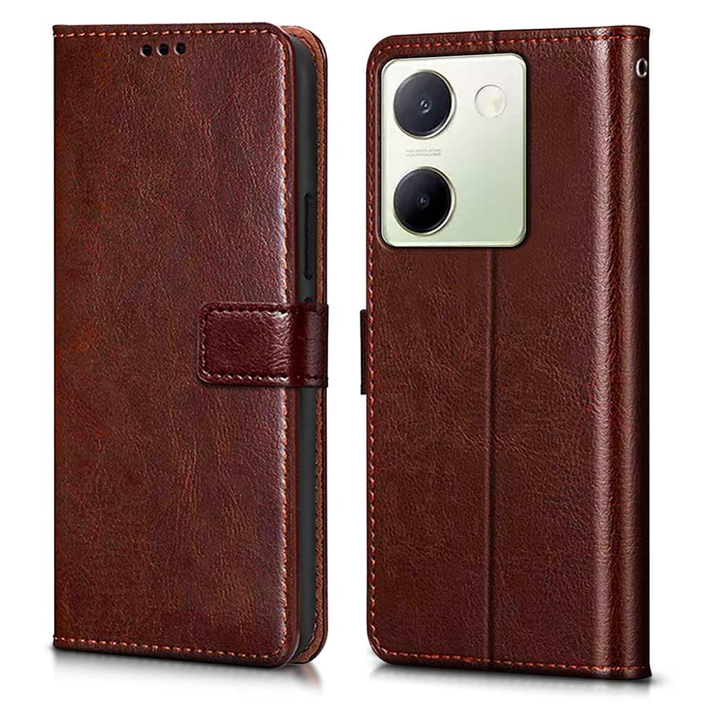 WOW IMAGINE Shock Proof Flip Cover Back Case Cover for Vivo Y200 Pro 5G | Y300 Plus 5G (Flexible | Leather Finish | Card Pockets Wallet & Stand | Chestnut Brown) (B0D5QZLZN1) Amazon Price History, Amazon Price Tracker