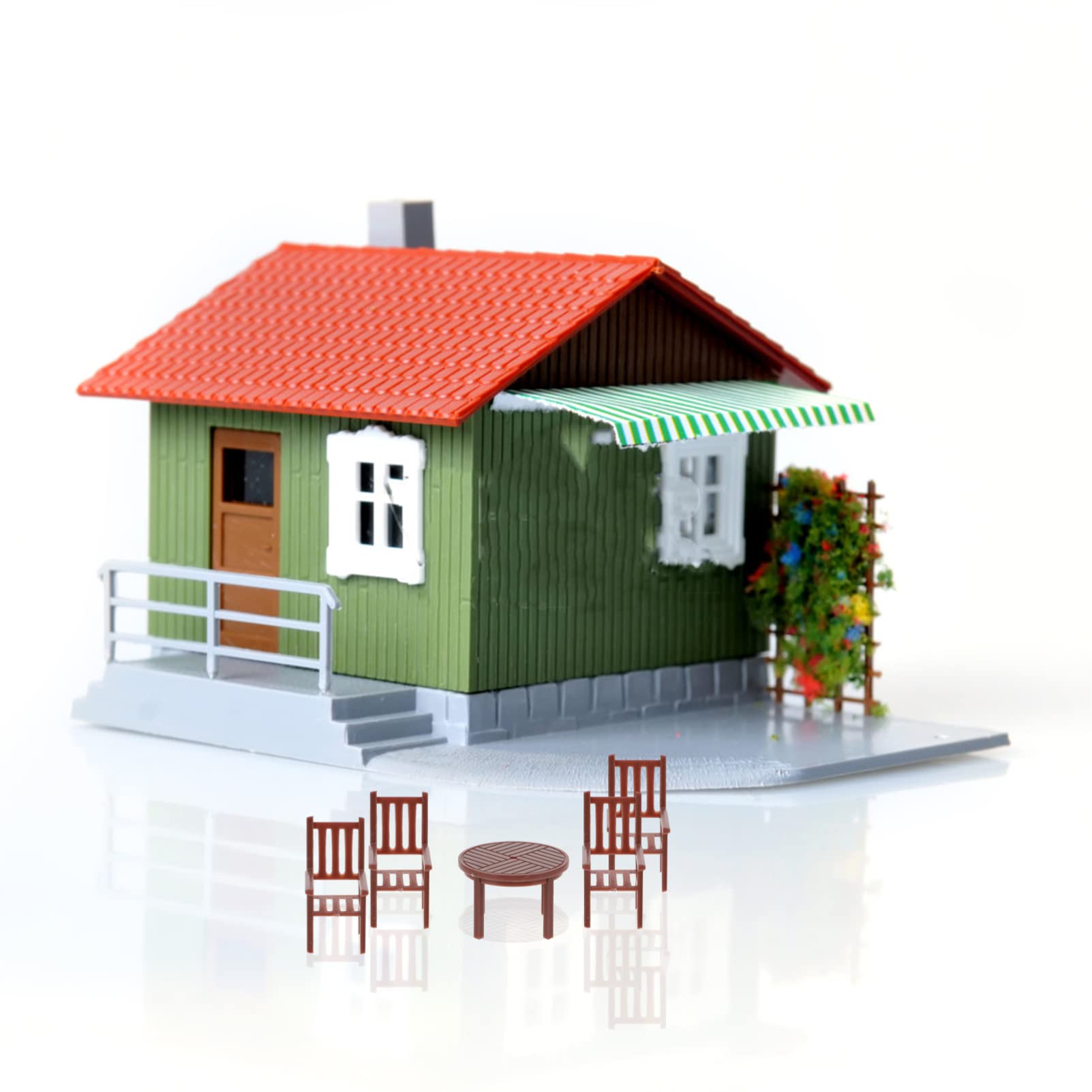 Toyvian 4 Sets Miniature Furniture - Mini House Table and Chair Models Set 1: 50 Plastic Furniture for DIY Fairy Garden Decoration Pretend Dollhouse Table Chair