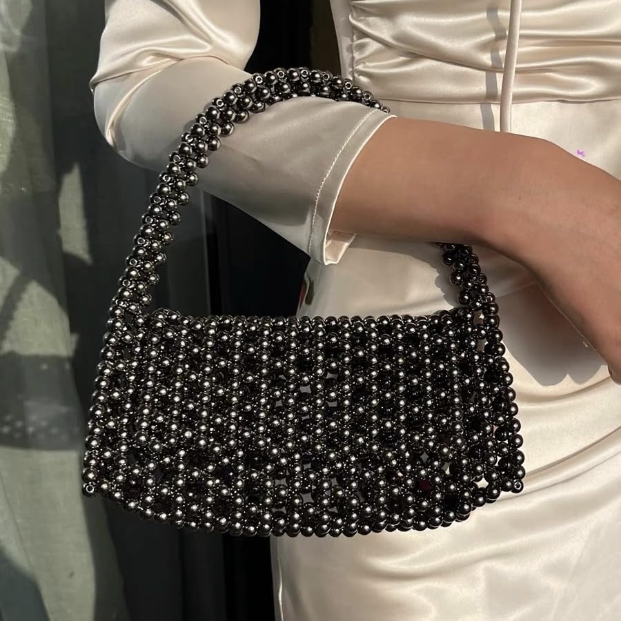 Image of YUSHINY Candy Color Acrylic Beaded Hollow Handbag Evening Clutch Triangle Bags for Wedding Party | Acrylic