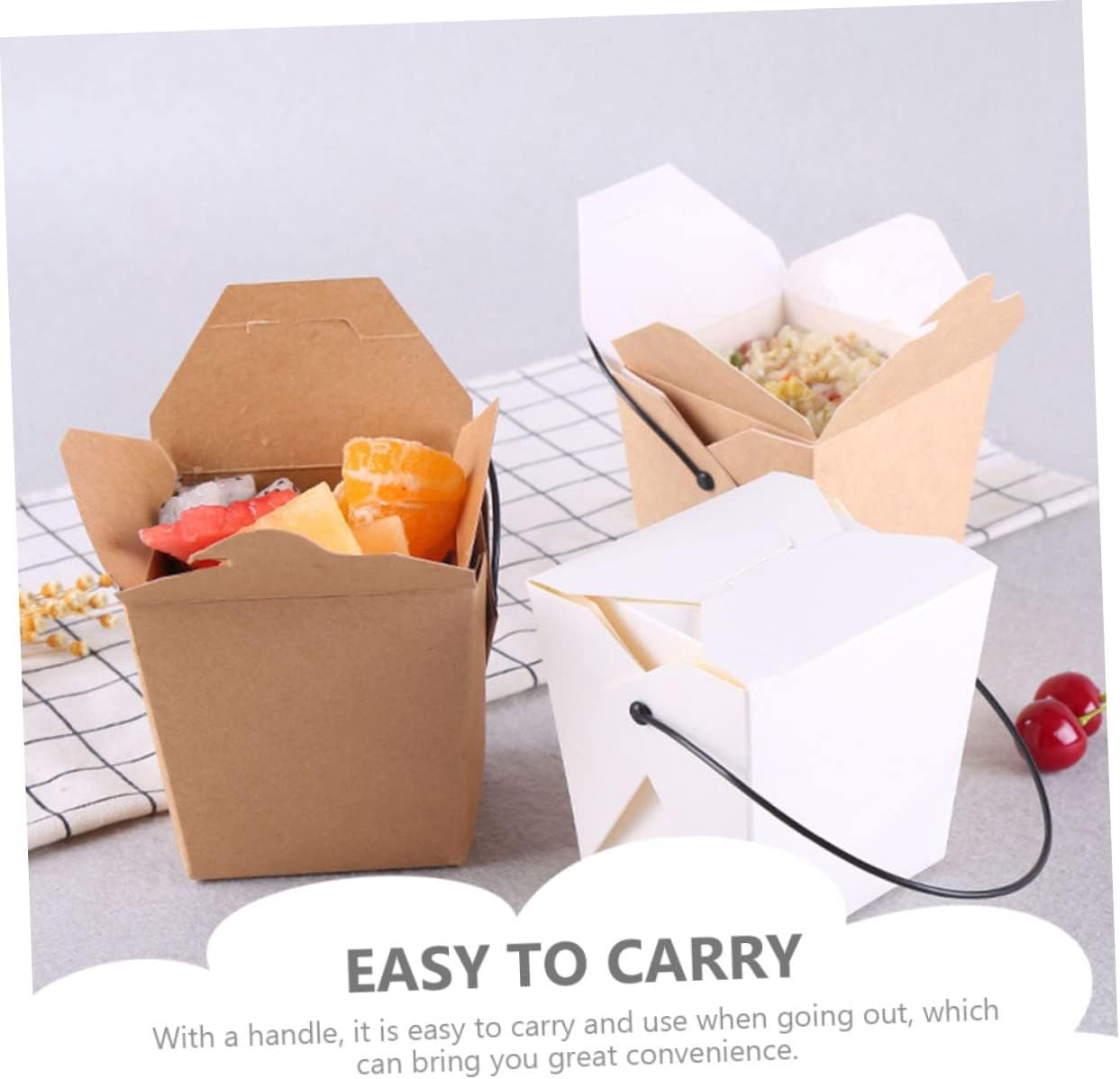 20pcs Portable Take-out Snack Packing Boxes Kraft Paper Food Containers for Chicken Popcorn Fries and More for Parties Festivals and Picnics