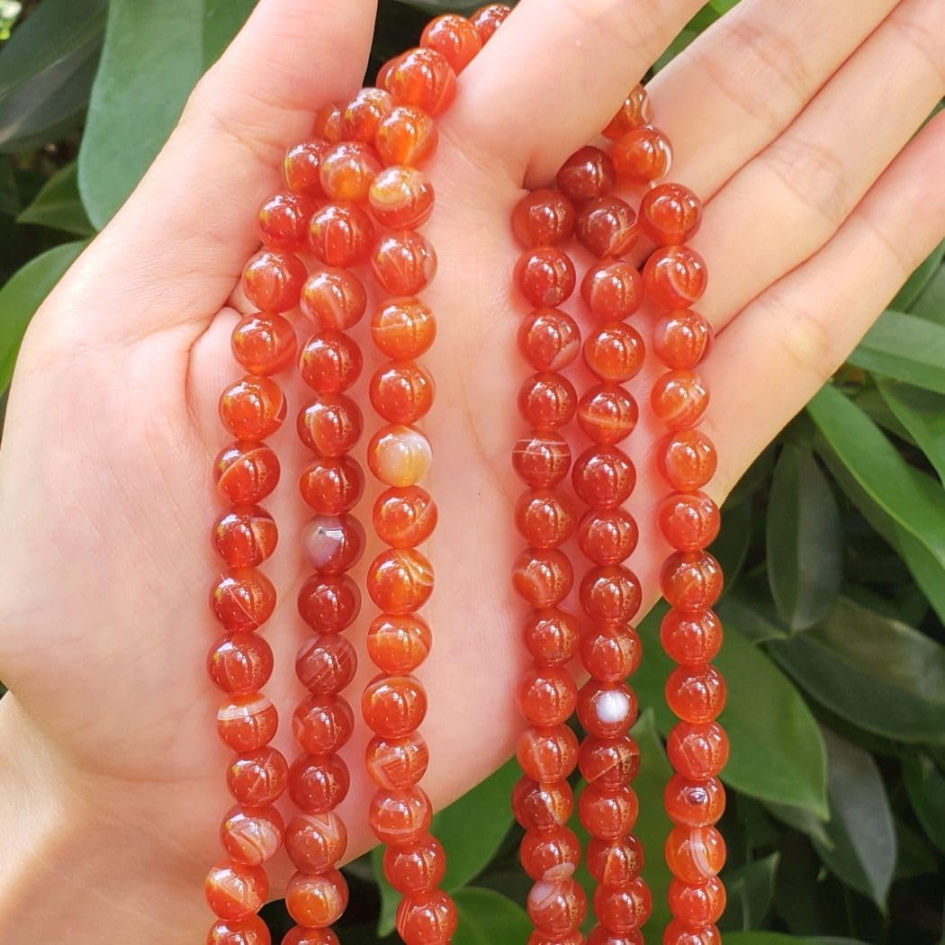 35pcs Adabele AAA Natural Banded Orange Red Agate Gemstone 10mm Round Beads image 3