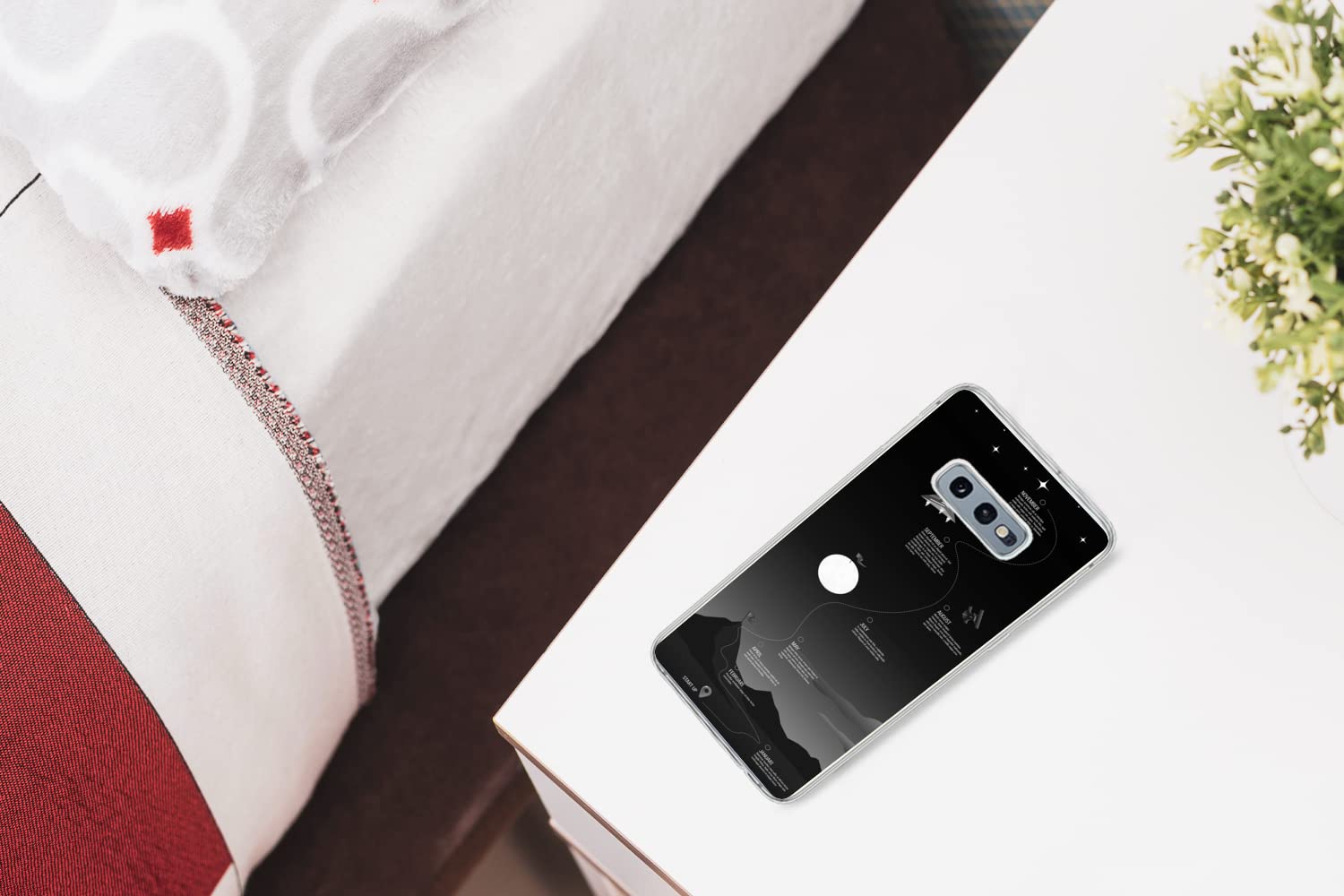 MuchoWow Funda para Samsung Galaxy S10e - Ilustración Estrategia empresarial en el Espacio - Blanco y Negro - Funda de Silicona/Funda Blanda para teléfono móvil