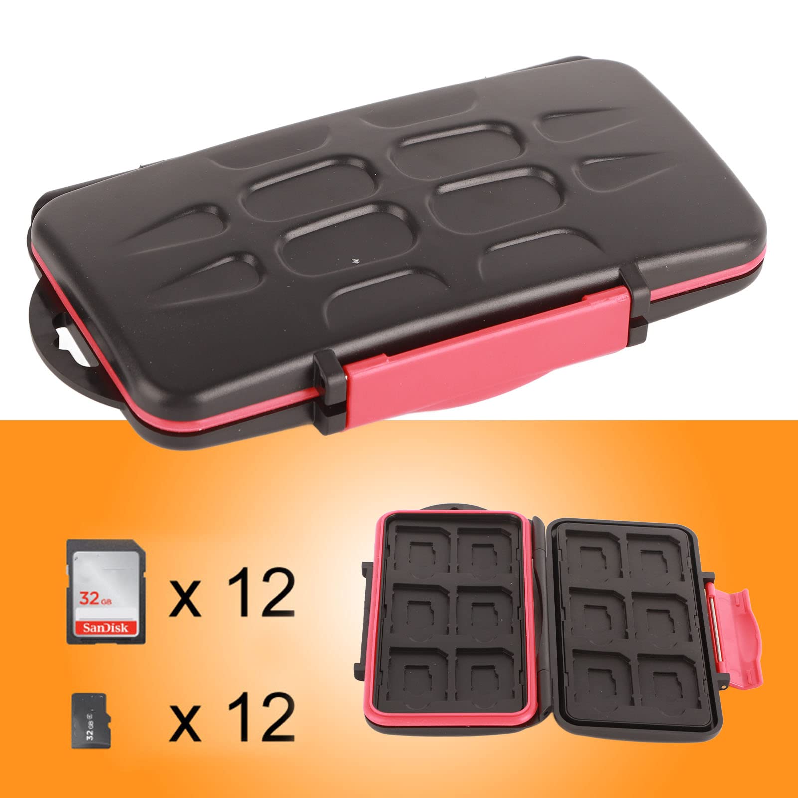Premium watertight Memory Card Holder Case, Memory Card Holder Case, Shockproof Storage Box for 12 Cards, dusty and Water Proof