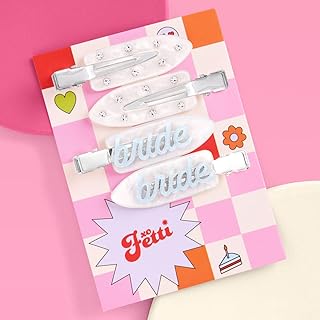 xo, Fetti Bride Beauty Clips - 4 pc | Bachelorette Party, Blue White Bridal Hair Clip, Wedding Get Ready With Me, Bridal S...