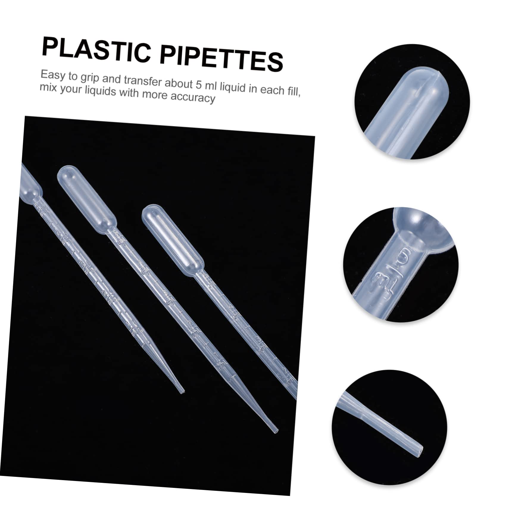 VILLFUL 50pcs Plastic Dropper Medicine Feeder Dropper Measurement Dropper Pipettes Dropper Eye Dropper Dispenser Liquid Pipettor Fluid Pipettes Lab Graduated Dropper Transparent