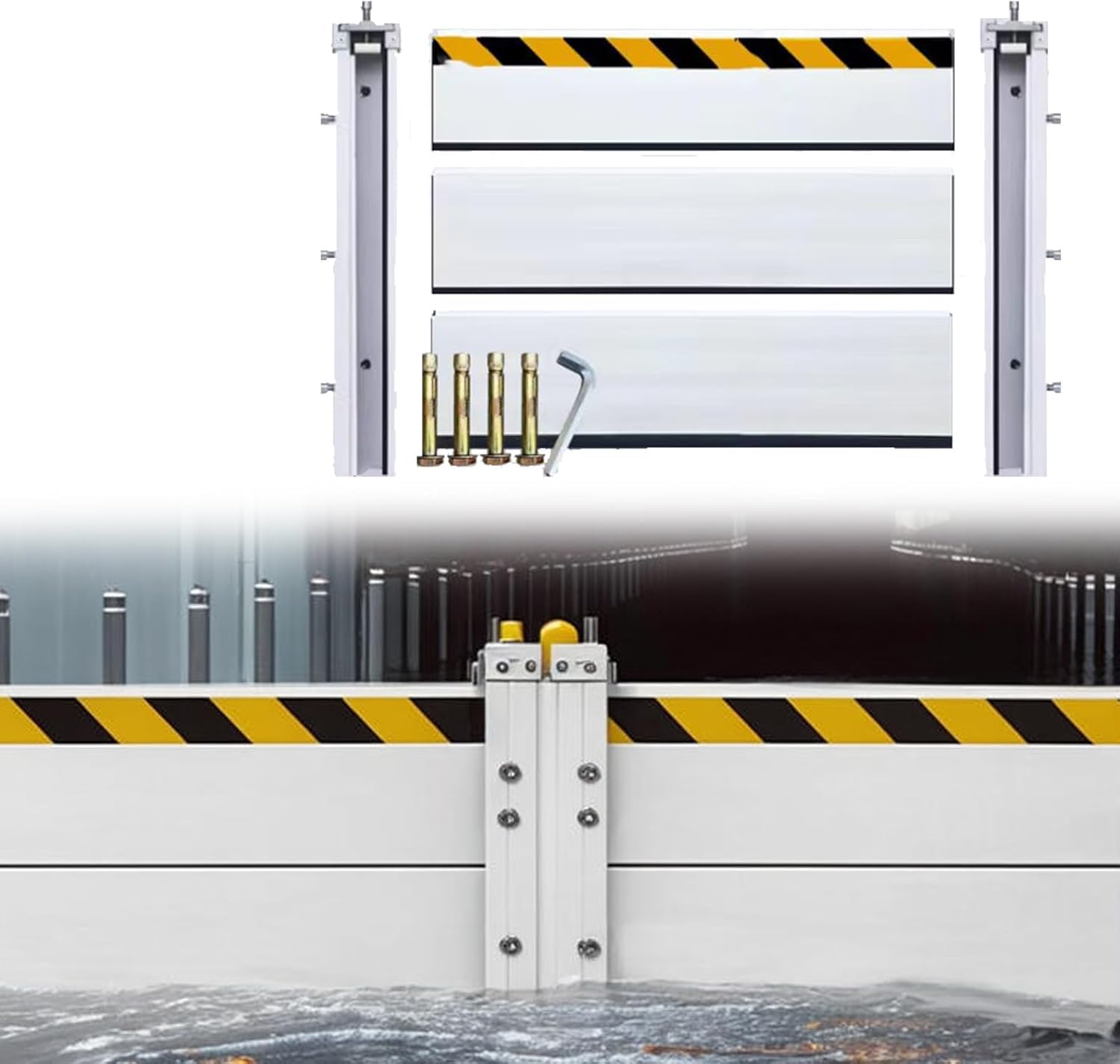 Aluminum Flood Barriers/Gates for Home Doors, Reusable Heavy Duty Flood Control Baffle Door for Outside/Indoor/Garage Door/Basement/Patio(6.5x0.6ft)