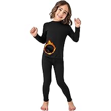 2T-6Y Fleece Lined Toddler Thermal Set, Thermal Underwear for Kids, Black Base Layer Long Johns for Boys Girls