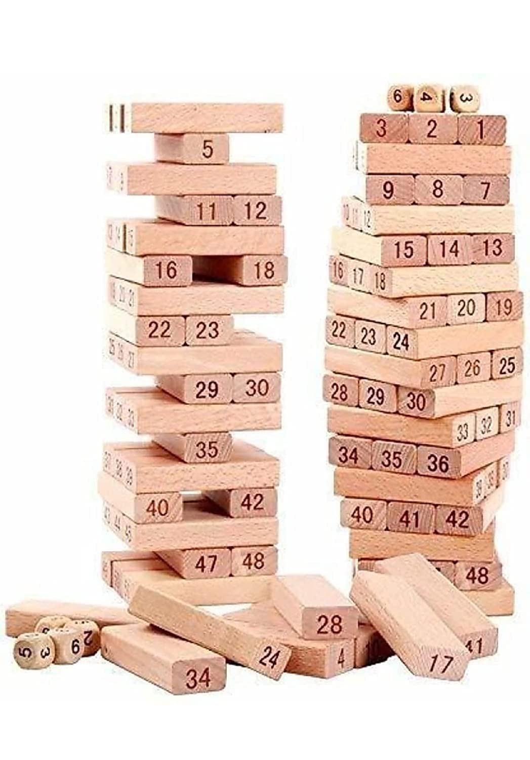Antlantic Wood Store Wooden Wiss Toy Blocks Toy for Kids with 4 Wooden Dice Toy Tumbling Tower 54 Pieces (B09SMWJHPR) Amazon Price History, Amazon Price Tracker