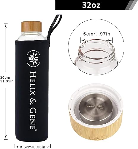 Miniatura 8 de Helix & Gene Gotas concentradas de electrolitos líquidos, minerales traza de apoyo energético (8 onzas) + botella de agua de vidrio de borosilicato