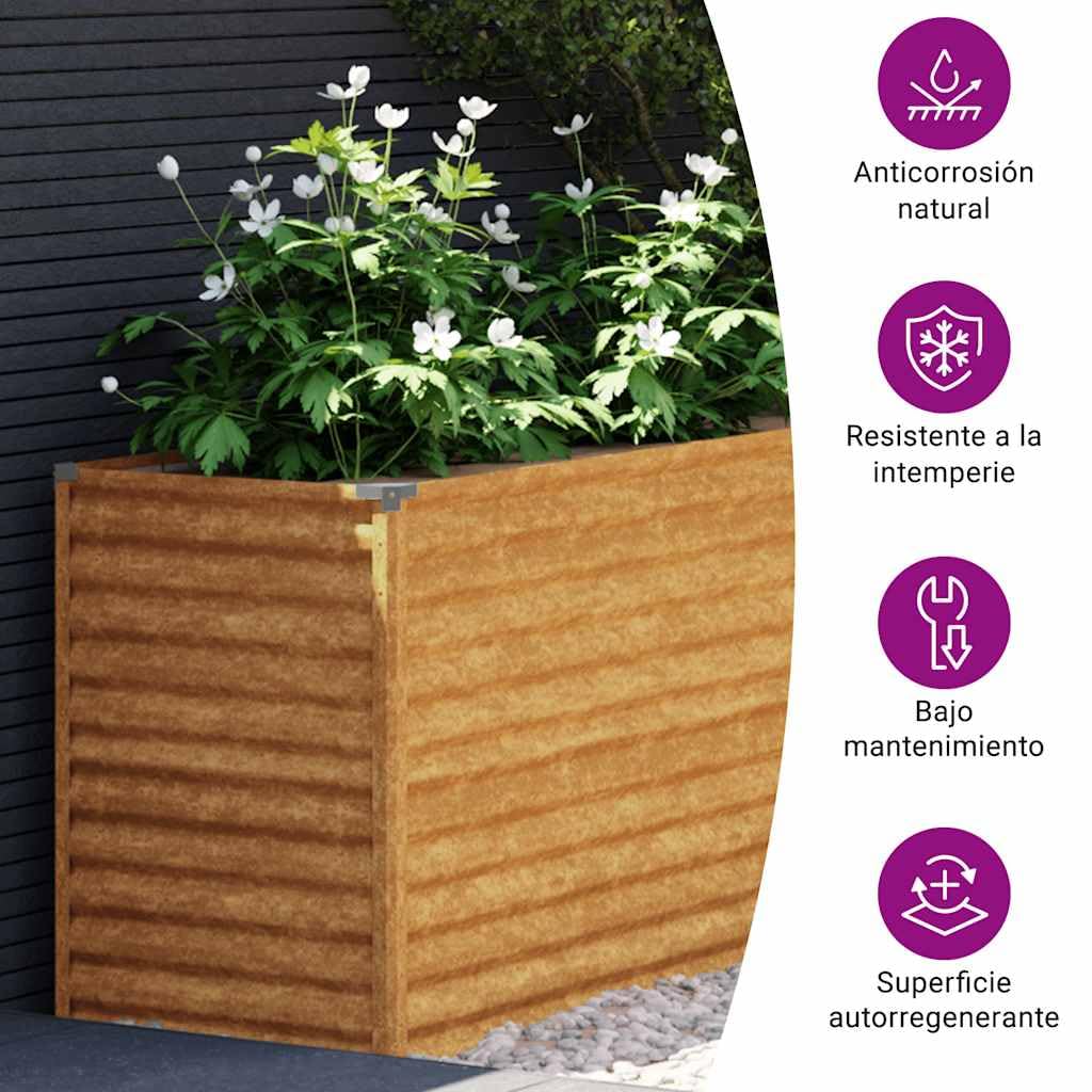 vidaXL Jardinera elevada 482x50x69 cm Acero Corten