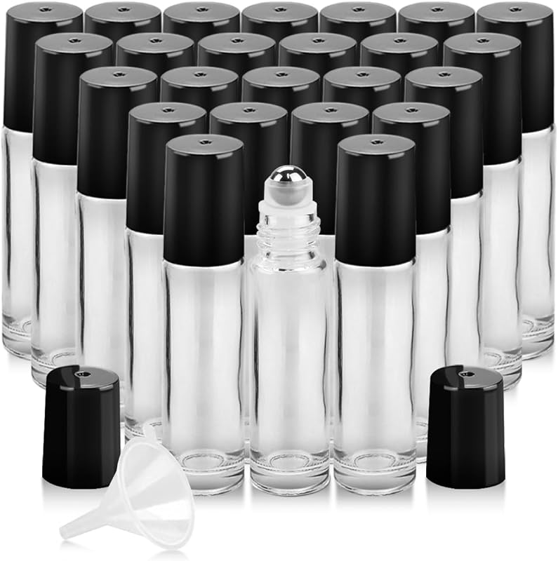 Frascos de vidro com esfera roll-on Worldgsb 10 mL, pacote com 25