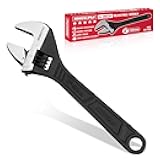 6-Inch Adjustable Wrench, Black Oxide Finish Wide Jaw Spanner with Inch/Metric Scale, Premium Drop Forged Steel for Automotive Plumbing and Household Repairs
