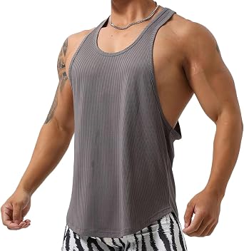 Mens Muscle Workout Tank Tops Stylish Gym Tank Tops Elastic Sweatshirts for Men T81