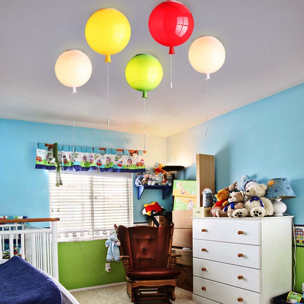 AoLa Balonowa lampa sufitowa do pokoju dziecięcego, Kolorowa lampa sufitowa balon z włącznikiem w pokoju chłopca, dziewczynki Dekoracyjny żyrandol z akrylowym abażurem lampa balonowa,Red,25CM