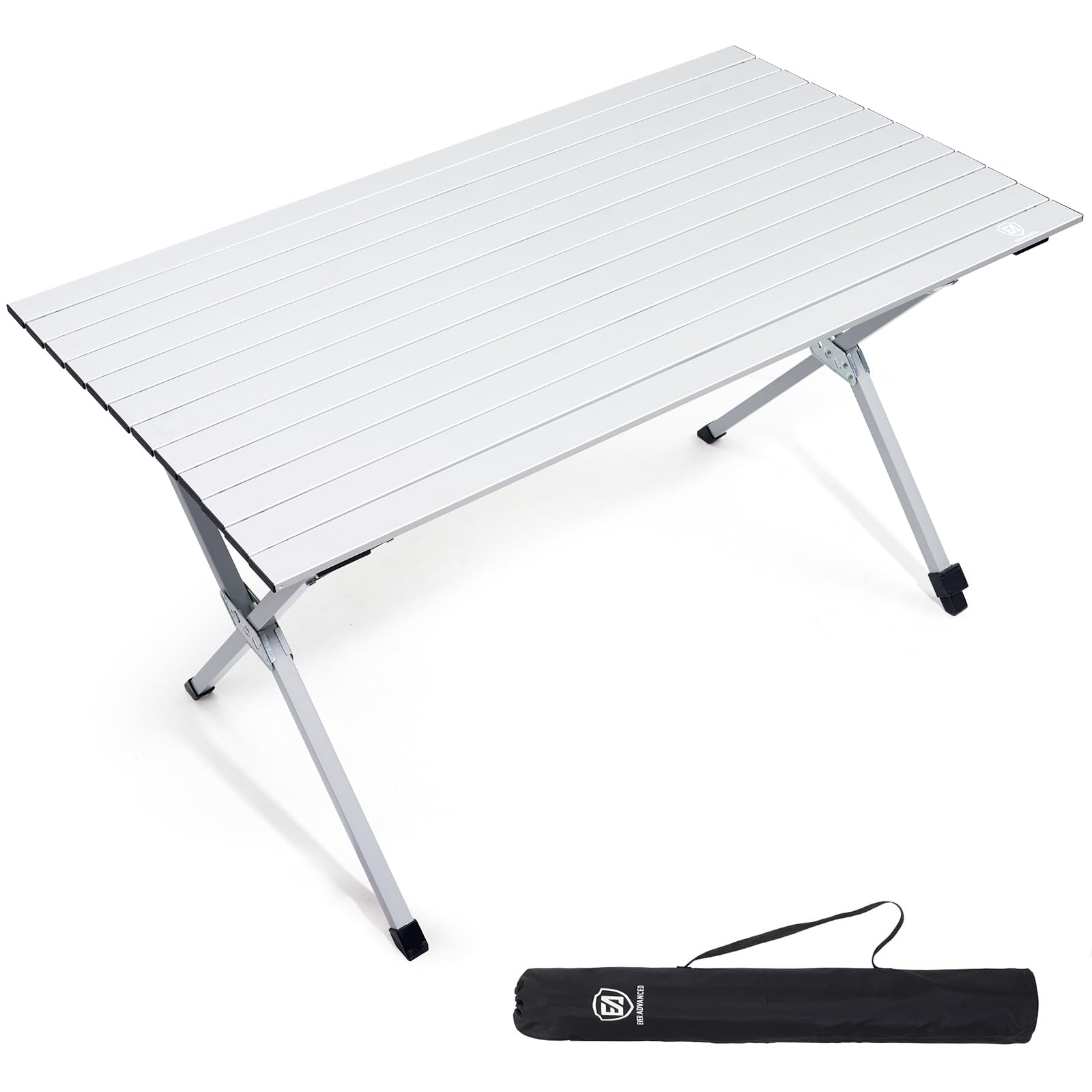 EVER ADVANCED Mesa de Camping Plegable Aluminio 120X70CM Mesa Plegable 100KG Cargable Tablero Enrollable para 4-6 Personas, Mesas de Picnic con Bolsa de Transporte para Camping Picnic Jardín Balcón