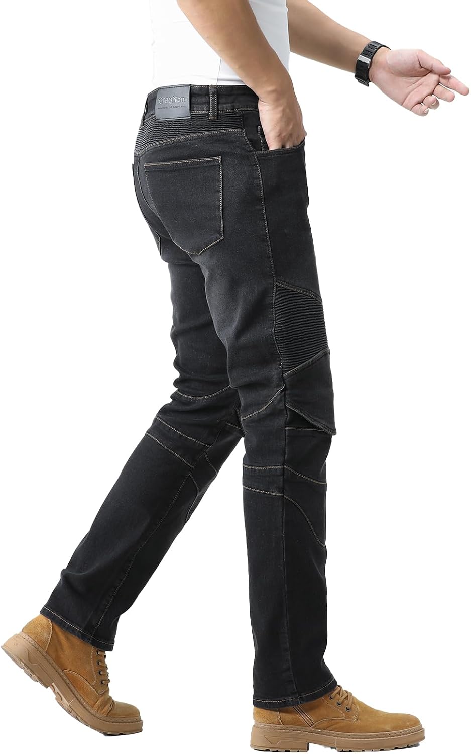 CTBQiTom Men's Motorcycle Pants Motocross Riding Jeans Adventure Motorbike Pants with Knee and Hip CE Armor Protector Pads - Image 5