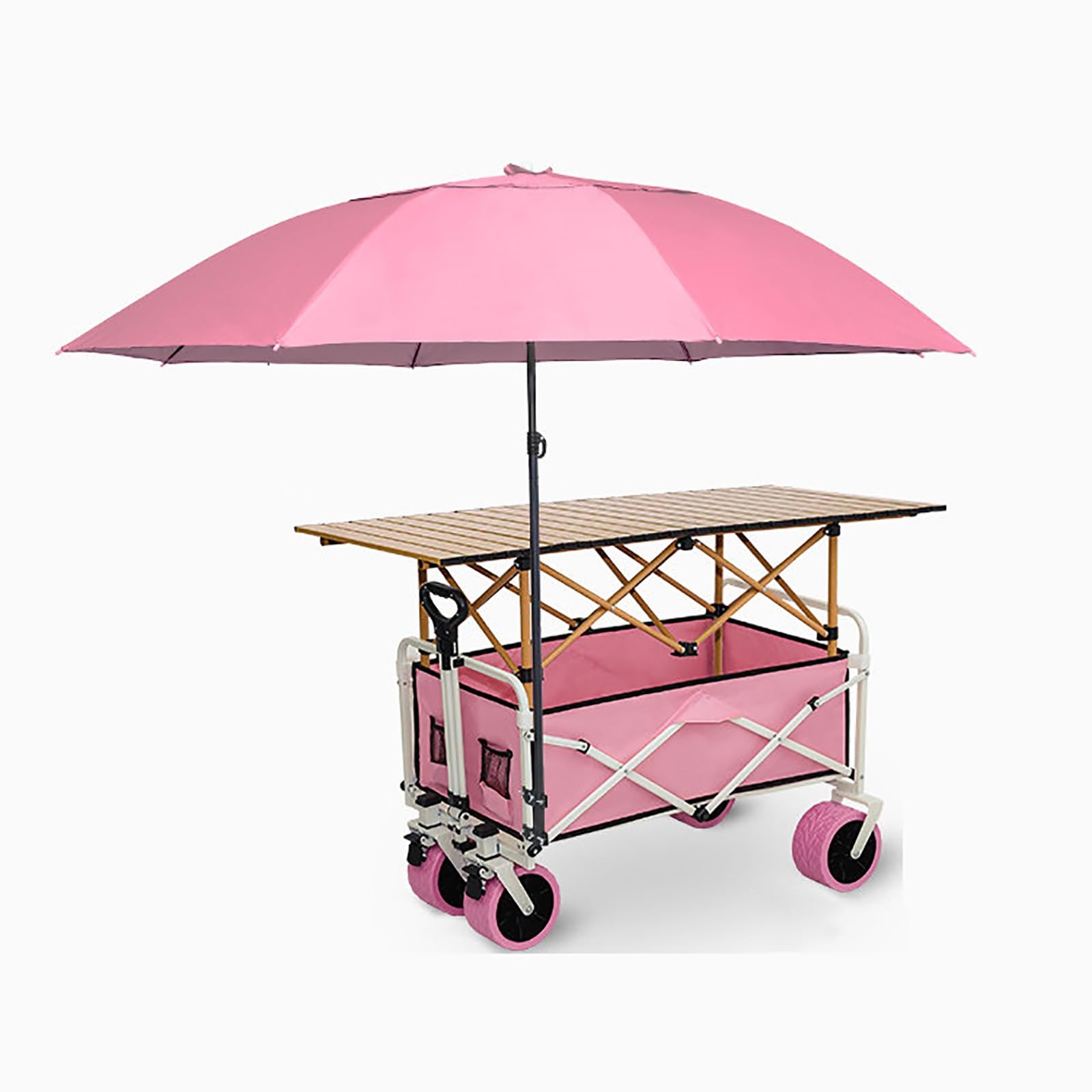 Foldable Outdoor Vendor Cart, Heavy-Duty Mobile Street Food Display Stand