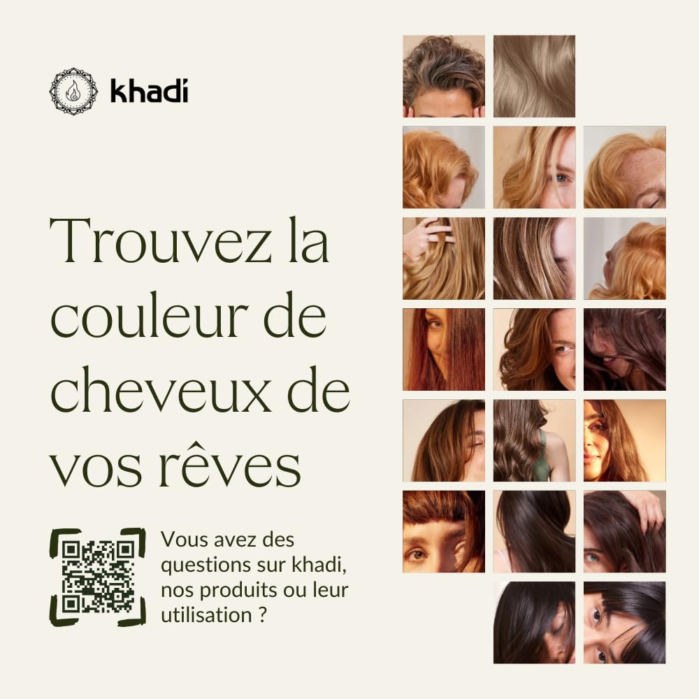khadi BRUN FONCÉ Coloration végétale - Coloration pour cheveux pour un brun foncé profond et brillant à brun noir intense - 100% végétale et naturelle - 100 g