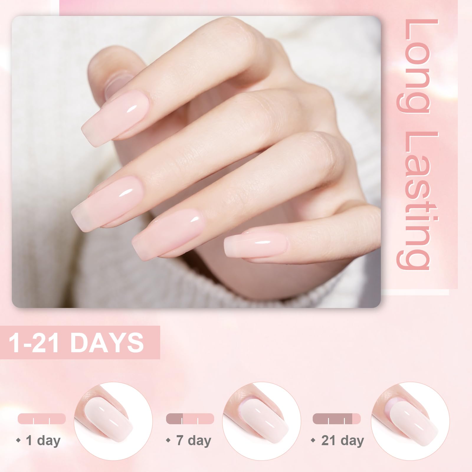 INPING Pintauñas Semipermanentes, TPO-FREE HEMA-FREE, Crystal Jelly Rose Esmaltes Semipermanentes de Uñas en Gel UV LED Gel Nail Polis Uñas Diy Manicura Nail Art Set, 7 ML — view 5