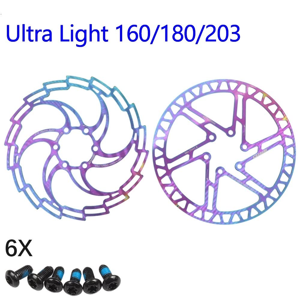 Disco Freno Disco de bicicleta Brazo Aceite de acero inoxidable de acero inoxidable Mtb Bike de carretera 160 180 203 Rainbow Ligero 6 pernos G3 Rotor de línea central Freno Disco(2pcs 160 model 1)