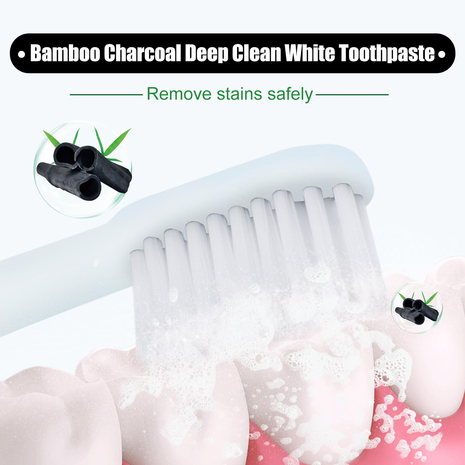 Pasta de dientes de carbón activado para blanquear los dientes, elimina las manchas de café y tabaco, limpieza profunda, fortalece el esmalte, promueve la salud bucal y un aliento fresco de larga