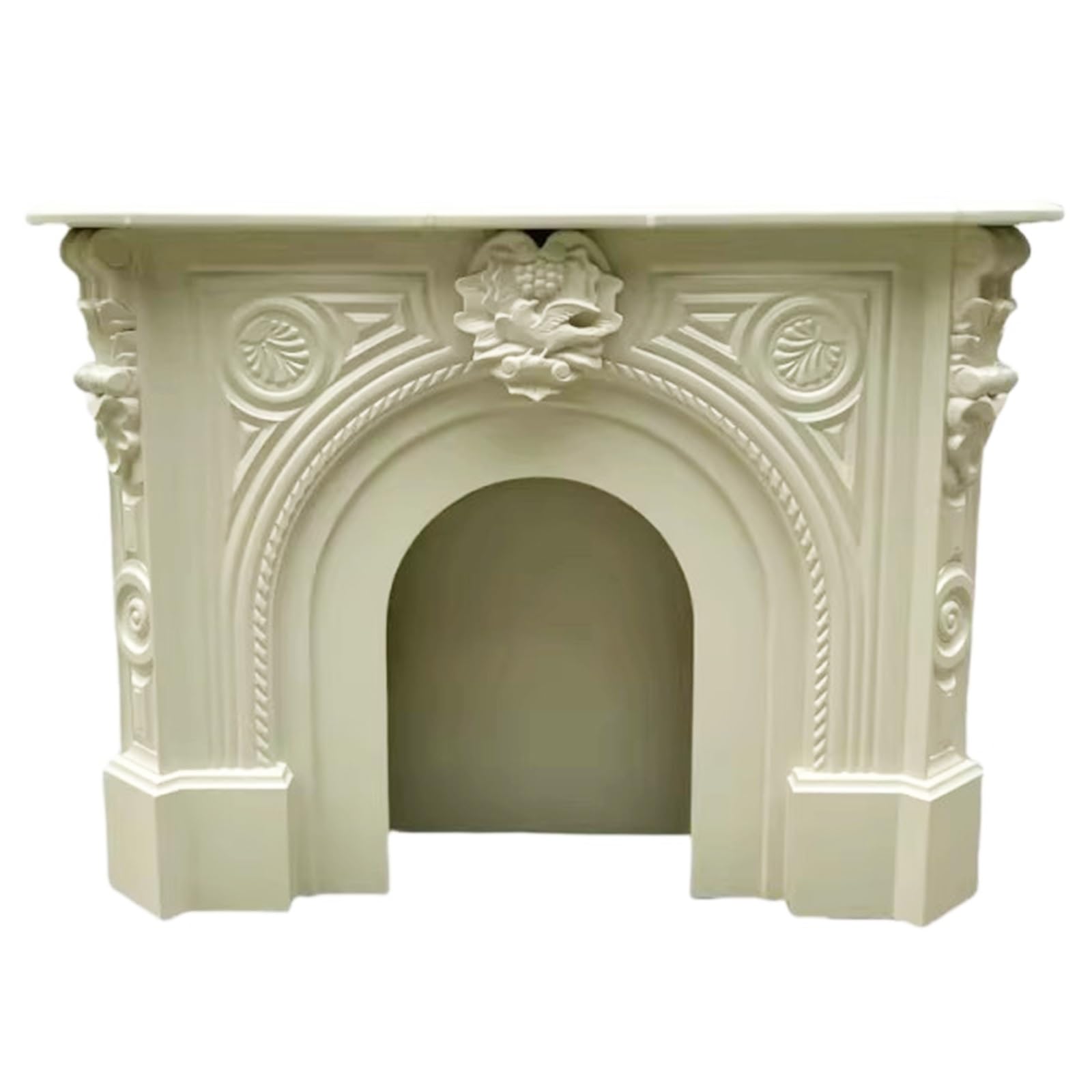 Mantels Surrounds Ornate Carved Solid Birch Wood Fireplace Mantel Classic Arched Decorative Surround Decorated Frame