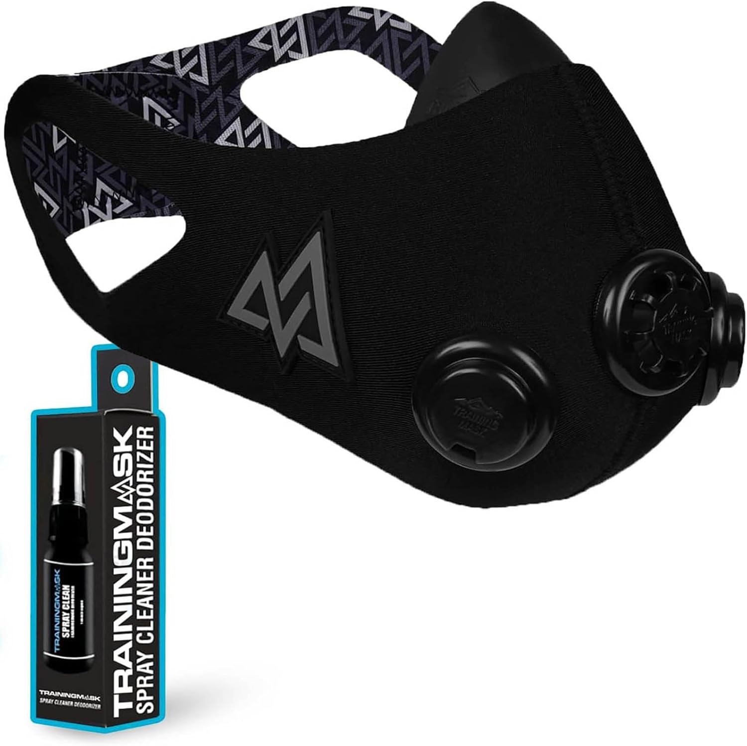 TRAININGMASK Elevation Training Mask 2.0 Blackout + Spray Clean – Multi-Patented with Clincal Studies,Stamina, Endurance