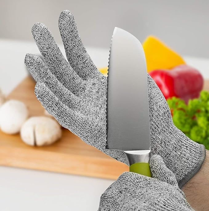Image of Cut Resistant Gloves for Kids, XS(Ages 8-12) Food Grade Level 5 Protection Safety Kitchen Gloves for Cutting and Wood Carving, 1 Pair